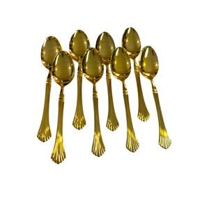 Gold Electroplate Vintage Tablespoons Set of 8 Scalloped 7.5 Inch